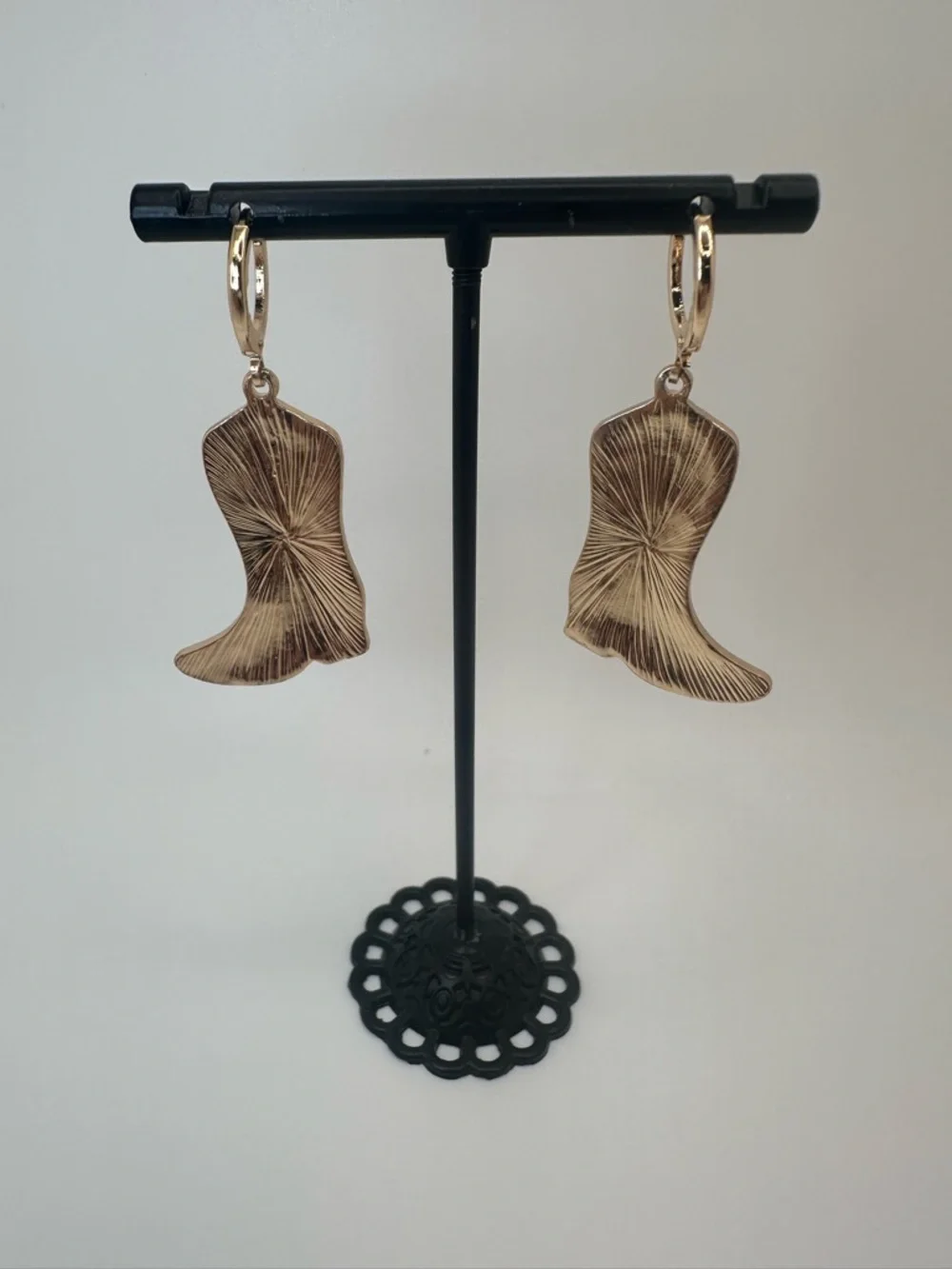 Pink & White 'Yee Haw' Cowboy Boot Earrings - Picture 3 of 3